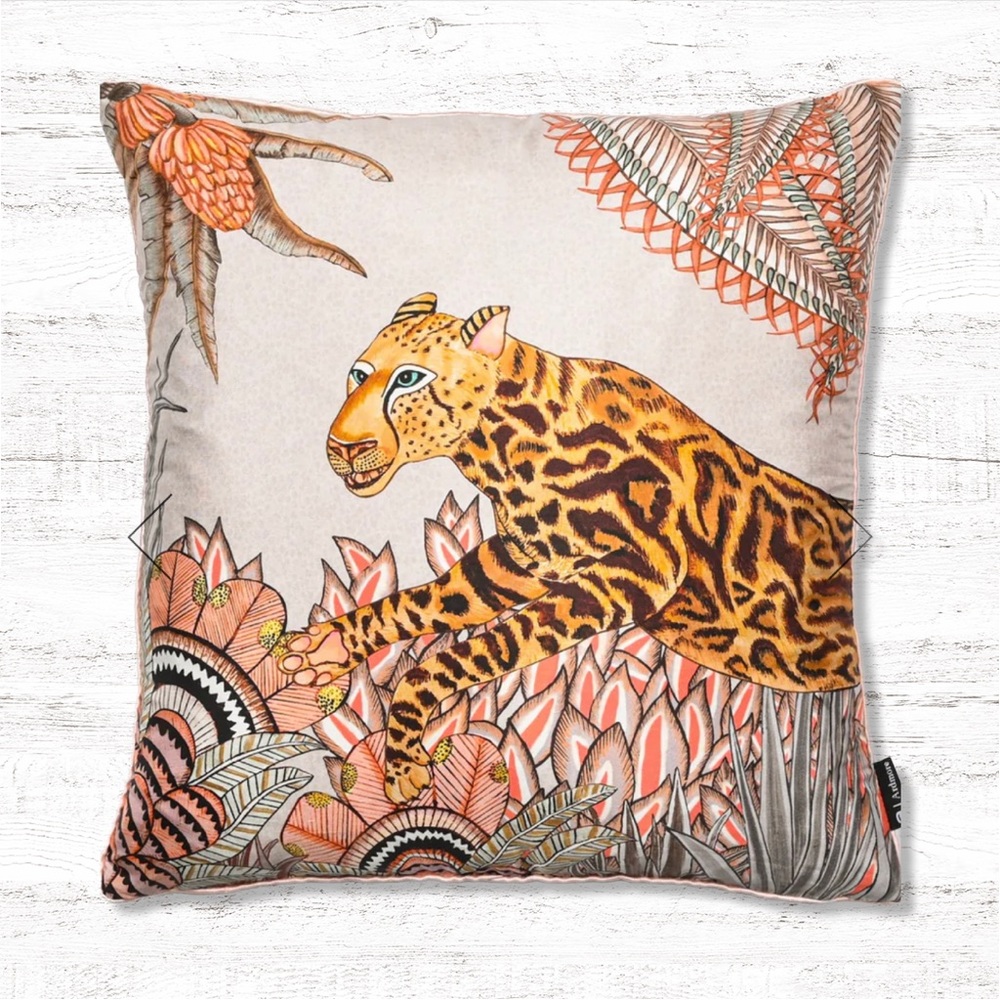 { Ardmore } - Cheetah Kings Forest Magnolia Silk Cushion Cover & Insert